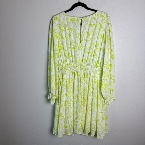 Torrid Yellow Green Floral Mini Wash Gauze Wide Waist Skater Dress 2X 40261123 - Picture 8 of 15
